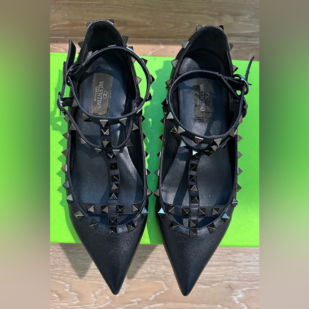 Valentino Black Studded Flats